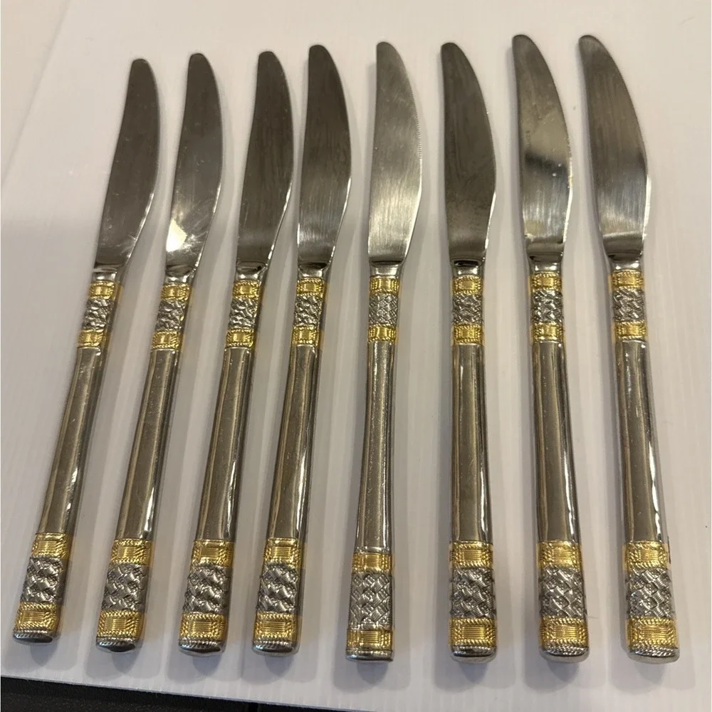 Wallace Golden Corsica Hollow Dinner Knives Set Of 8 18/10 Flatware 9 1/2